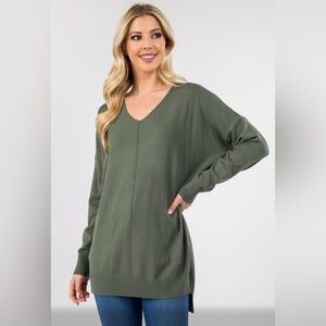 NWT Poppy & Whimsy Size 3XL Olive Green V-Neck Sweater